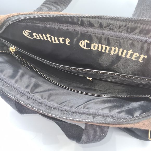 VTG Juicy Couture Brown Laptop Bag Y2K Towelling 90's Travel Work Office RARE - Picture 9 of 11